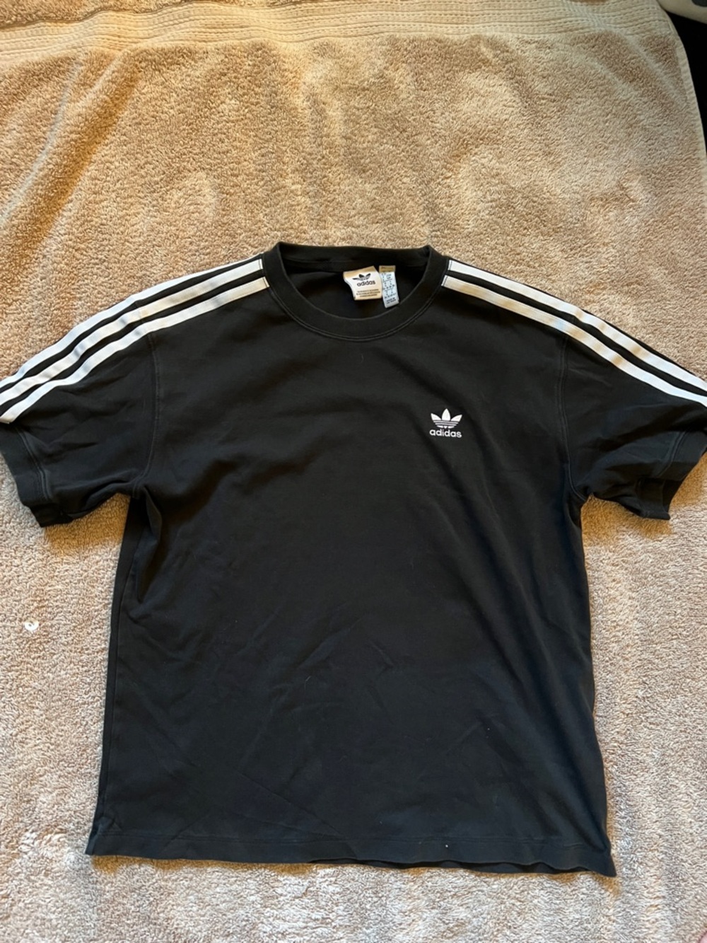 adidas Black Short Sleeve Tee with White 3-Stripes